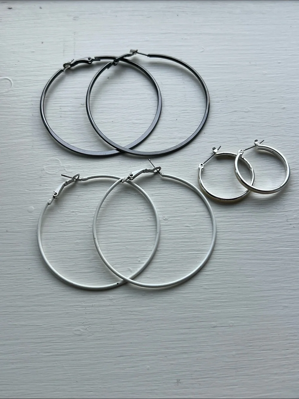 Mixed Metal Hoop Earring Trio - Silver & Black